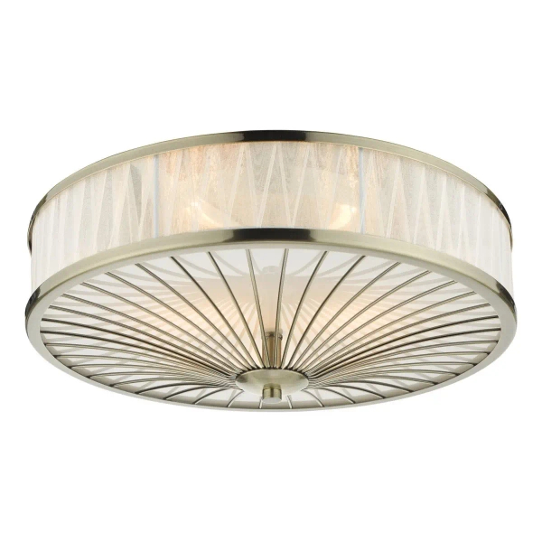 Antyczna lampa sufitowa Oslo OSL5075 okrągła kość słoniowa mosiądz