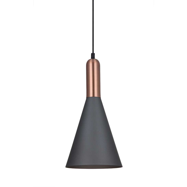 Industrialna LAMPA wisząca KHALEO MDM-3030/1 GR+RC Italux metalowa OPRAWA zwis loft stożek miedź szary