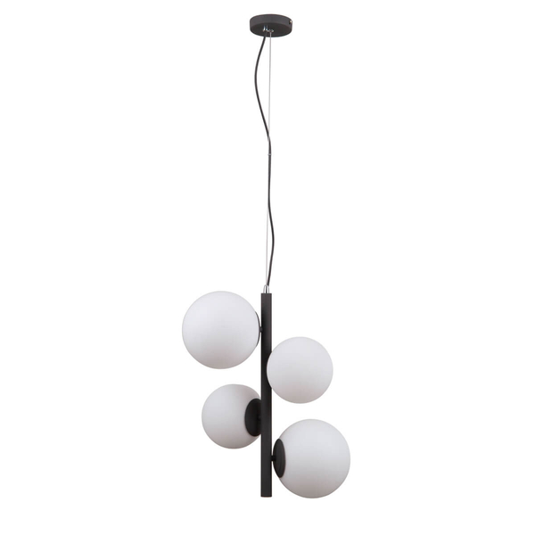 Modernistyczna LAMPA wisząca RIGA PND-44213-4A-SBL Italux metalowa OPRAWA szklane kule zwis czarny