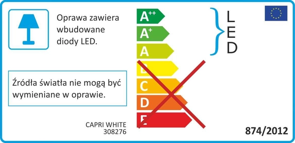 Plafon LAMPA sufitowa CAPRI 308276 Polux ścienna OPRAWA metalowa LED 10W 3000K kinkiet regulowany biały