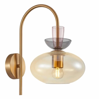 Ścienna szklana lampa Fanda WL-31882-1-GD-AMB bursztynowa złota