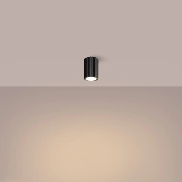 Sufitowa lampa podłużna KARBON SL.1568 tubka ryflowana czarna
