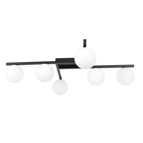 Kulista lampa sufitowa do jadalni Korfu K-5461 szklana biała czarna