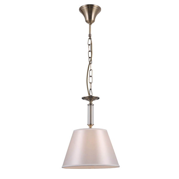 Antyczna LAMPA wisząca SOLANA PND-28366-1 Italux abażurowa OPRAWA zwis na łańcuchu brąz biały