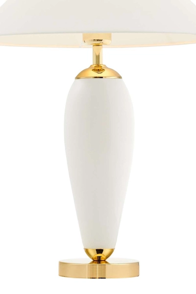 Abażurowa LAMPKA biurkowa REA 40608101 Kaspa stojąca LAMPA stołowa do sypialni nocna złota biała