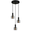 Czarna lampa wisząca Santia PND-65342-3A-BK+SG potrójny zwis przydymiony nad stół