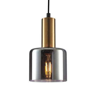 Wisząca lampa loftowa Santia PND-65342-1-BRO+SG do przedpokoju miedziana przydymiona