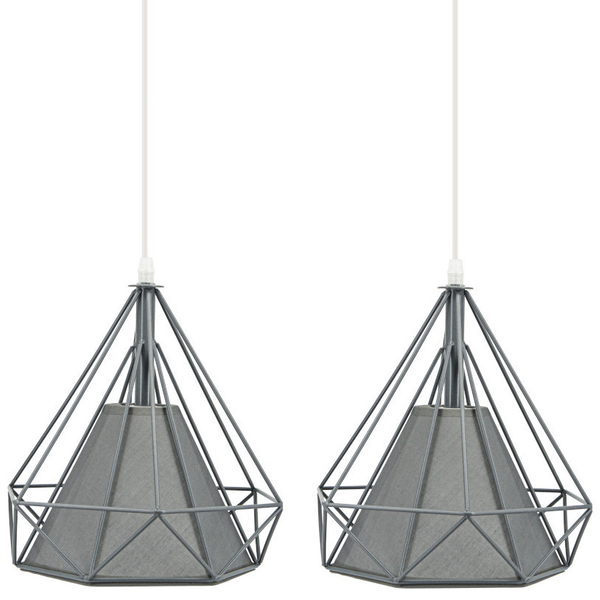 Druciana LAMPA wisząca Piramida 8803/3 ZWIS - 08 Elem loftowa OPRAWA metalowy zwis industruialny szary
