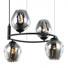 LAMPA wisząca ROXANE MDM-4045-4 BK+SG Italux szklana OPRAWA zwis pierścień grafitowy