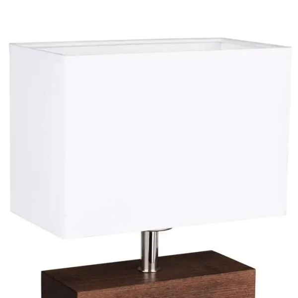 Stojąca LAMPA stołowa THEO 7462176 Spotlight abażurowa LAMPKA biurkowa ekologiczna drewniana orzech biała