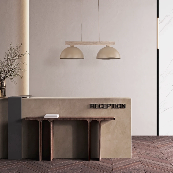 Podwójna wisząca lampa Oslo Sabia 11011 na belce beżowy