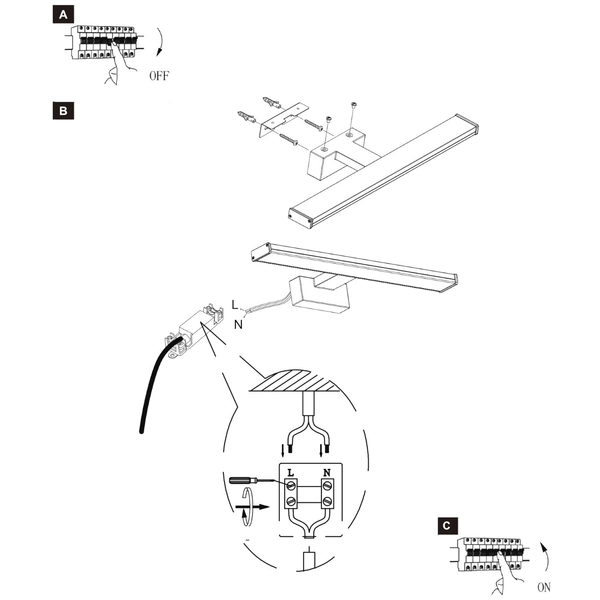 Łazienkowa LAMPA ścienna ONNO 79297/12/12 Lucide metalowa OPRAWA kinkiet LED 12W 3000K prostokątna IP44 satyna chrom biała