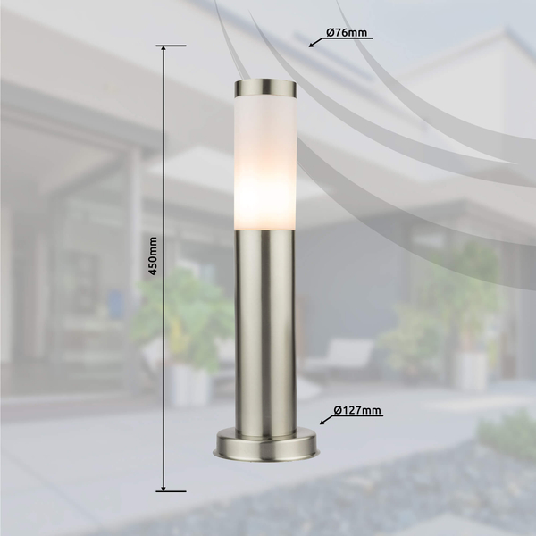 Stojąca lampa ogrodowa Boston 3158 Globo tuba IP44 stalowa srebrna