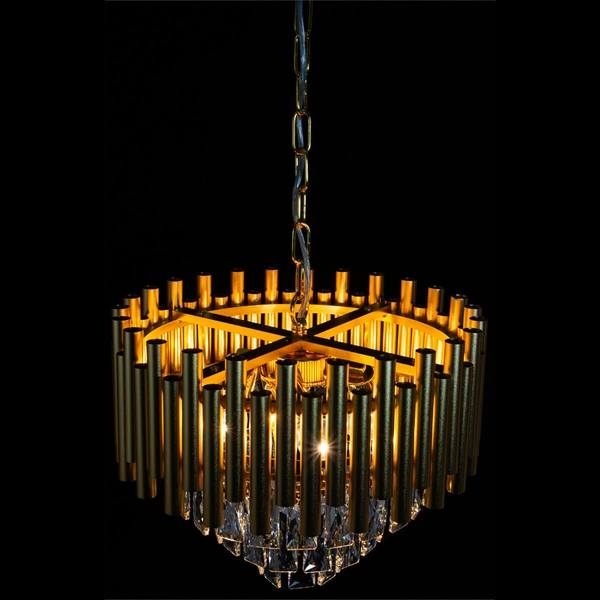 Kryształowa lampa wisząca Bari 6230/4 TR glamour okrągła złota