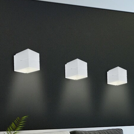 Minimalistyczna LAMPA ścienna KAUNAS 7018 Rabalux metalowa kostka do przedpokoju biała