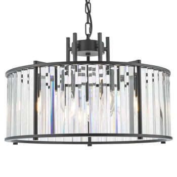 Kryształowa wisząca lampa Kiran KIR0522 regulowana na łańcuchu czarna