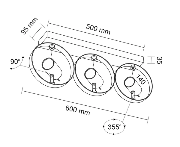 Reflektorki sufitowe WAKO 2214 Shilo metalowe pierścienie czarne