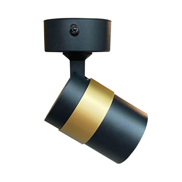 Regulowana lampa przysufitowa Antillo LP-770/1W BK metalowa do sypialni czarny złoty