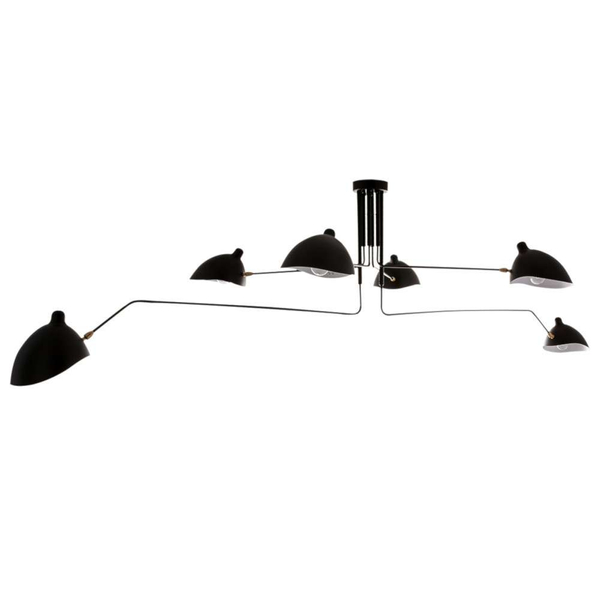LAMPA sufitowa DAVIS MDE610/4+2 Italux metalowa OPRAWA na wysięgnikach retro czarna