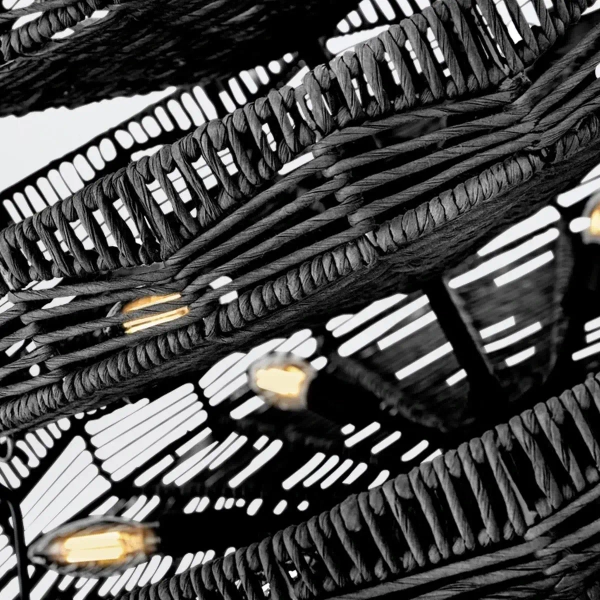 Rattanowa lampa wisząca Ophelia QN-OPHELIA-13P-BK-BK ażurowa czarna