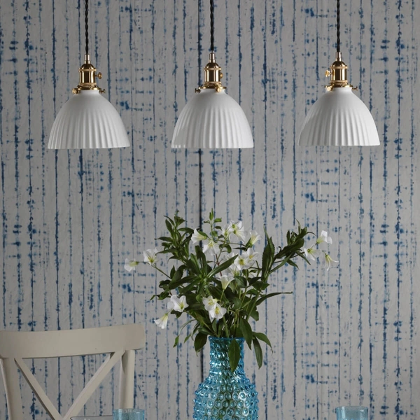 Potrójna lampa wisząca Hadano HAD3640-09 ceramiczna mosiądz biały