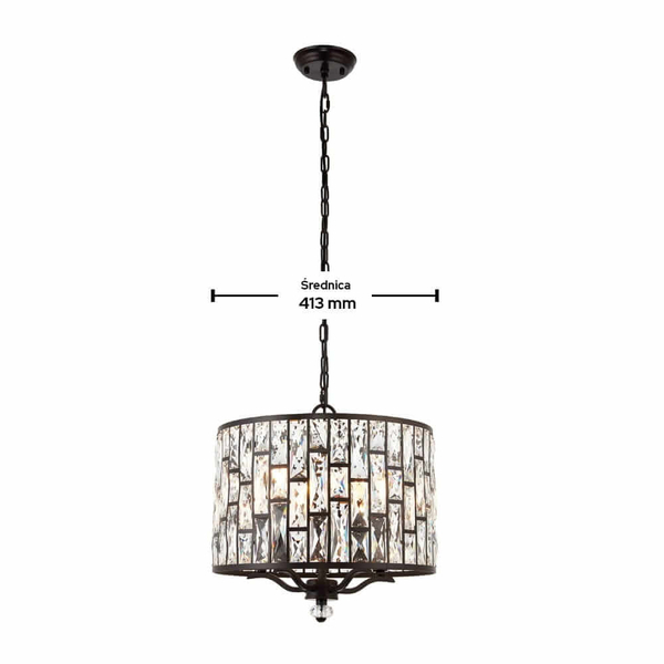 Kryształowa lampa wisząca Belle 69390 Endon glamour czarna przezroczysta