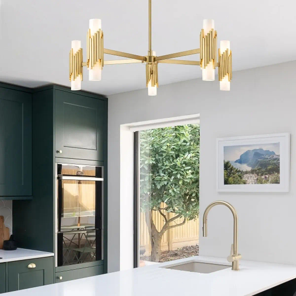 Lampa wisząca glamour Marvele MARVELE10-AB-OPAL tubki mosiądz