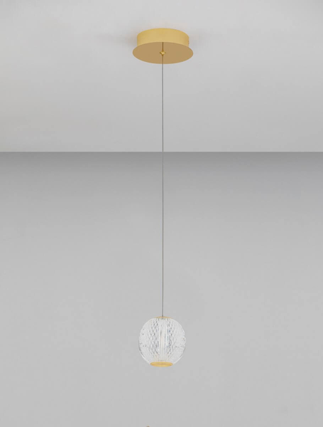 Glamour lampa wisząca LE42690 LED 4,2W kula kryształowa do salonu złota