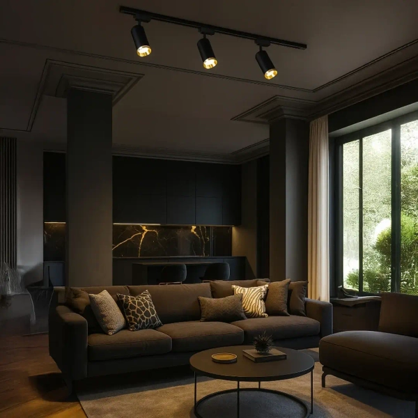 Szynowa trójobwodowa lampa Mica Track ML2194 tubka czarny złoty