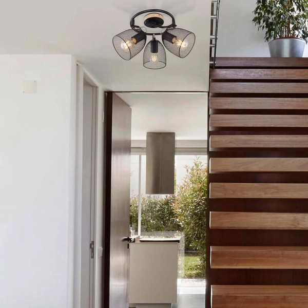 Lampa nasufitowa Josina 54034-3 z regulacją czarna drewno