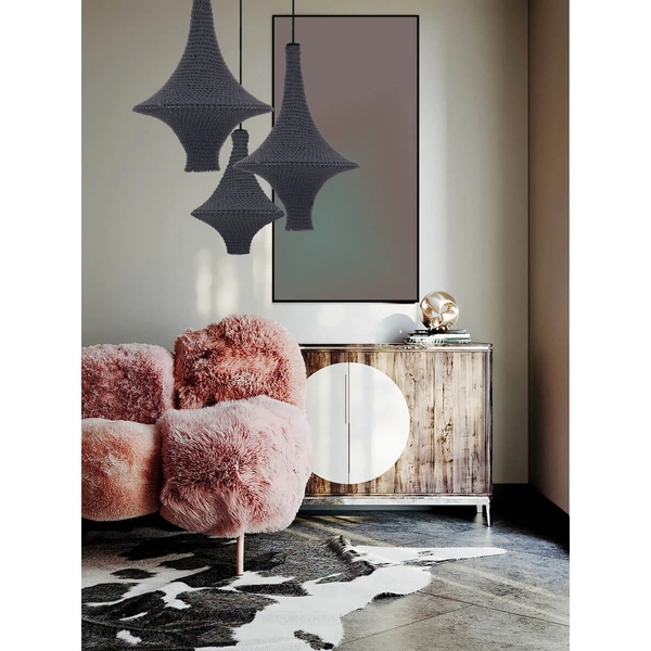 Wisząca lampa na szydełku Alda 5112 Shilo dekoracyjna do salonu czarny