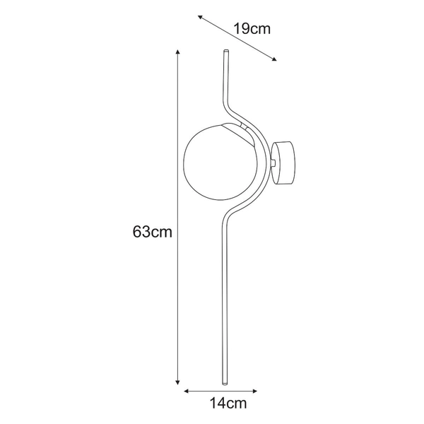 Kinkiet Neva K-5331 Kaja do salonu kula zwisająca metalowa szklana czarna