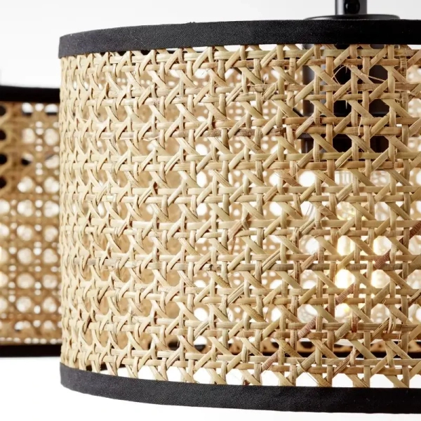 Potrójna lampa wisząca Wiley 99534/09 ratan metalowa brązowa czarna
