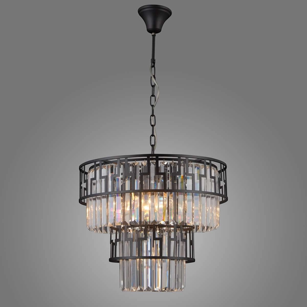 Żyrandol LAMPA wisząca FILIP PND-43493-7A Italux glamour OPRAWA kryształowy ZWIS crystal przezroczysta czarna