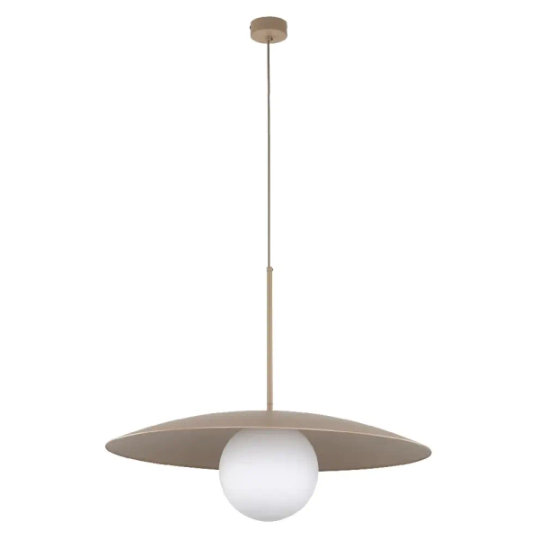 Lampa zwisająca nad stołem Slate 10910 owalny klosz mleczna kula beżowy