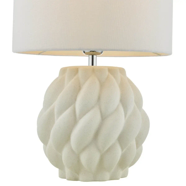 Nocna lampka z abażurem Idonia IDO422 do sypialni tkaninowa biały