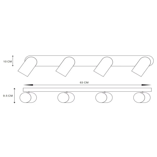 Kuchenna lampa przysufitowa PUNCH 13958/04/30 Lucide tubki czarny