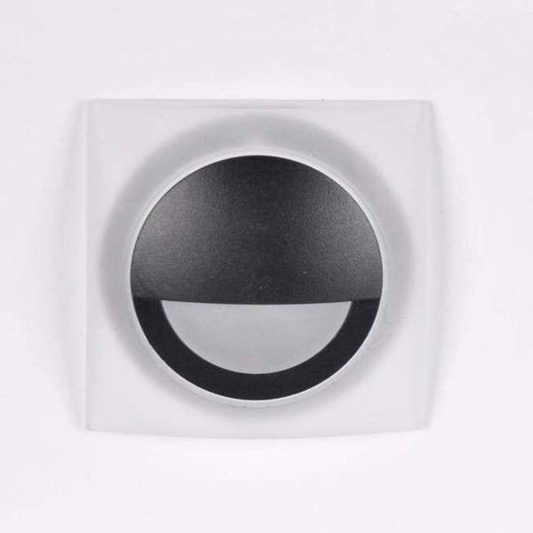 Wupszczana LAMPA schodowa Q5 LED 313713 Polux podtynkowa OPRAWA kwadratowa LED 3W 4000K metalowa IP44 grafitowa