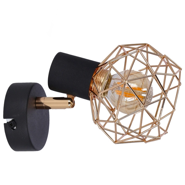 Druciany kinkiet do salonu Acrobat z regulacją czarny złoty