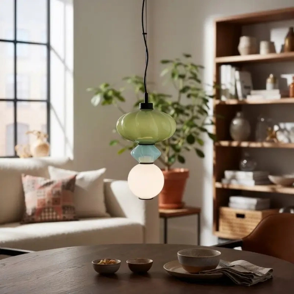 Jadalniana lampa wisząca Tordi PND-94721-1A-MLTI ceramika zielony niebieski