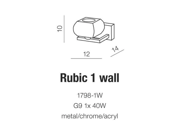 Ścienna lampa sypialniana Rubic kinkiet kryształowy chrom