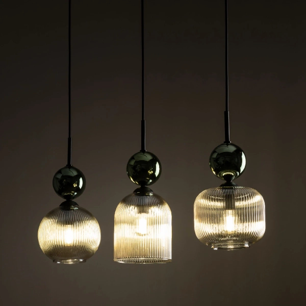 Glamour wisząca lampa na belce Sophia Green 11147 szklana zielony