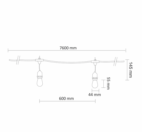 Girlanda zewnętrzna Party Neon 322166 Polux 5,6m 2700K E27 IP44 wielokolorowa