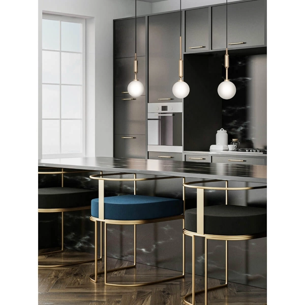 Szklana lampa wisząca Ero I zwis nad wyspę biały chrom