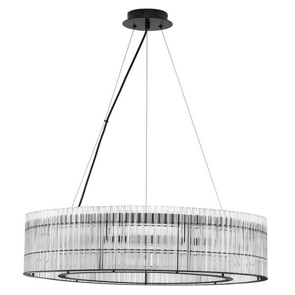 Liniowa lampa wisząca Actun LE43343 glamour czarna przezroczysta