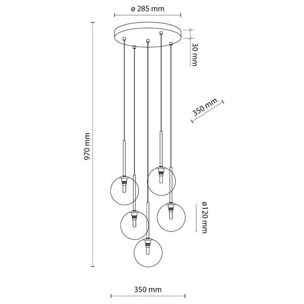 Lampa zwisająca Nilos 5943 bańki do jadalni kule przezroczysta złota