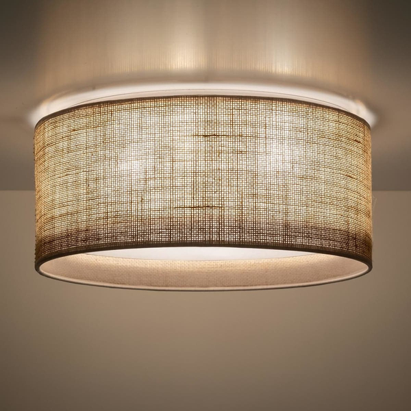 Okrągły plafon jutowy klosz Juta 5798 TK Lighting do salonu brązowy biały