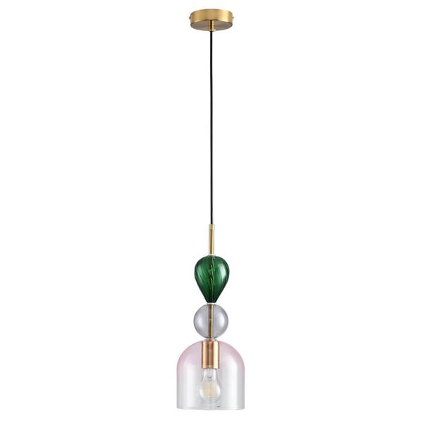 Lampa wisząca szklana PASTELLO ST-DN345B do jadalni różowa szara zielona