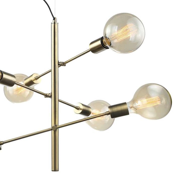 LAMPA wisząca MADALYN MDM3582/6 AB Italux sticks OPRAWA industrialna ZWIS żarówki bulbs loft antyczny brąz