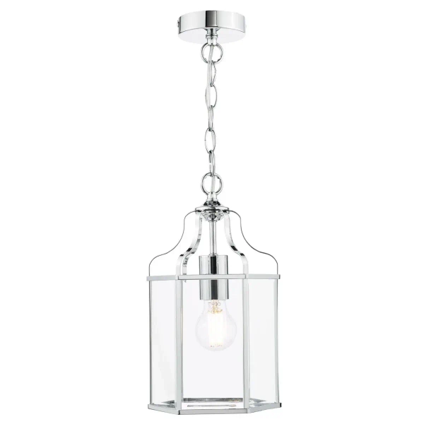 Wisząca lampa do salonu na łańcuchu szklany chrom Aled OUTLET